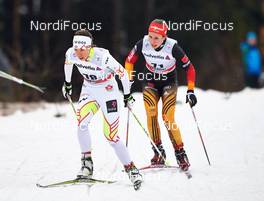 28.12.2013, Oberhof, Germany (GER): Perianne Jones (CAN), Hanna Kolb (GER), (l-r) - FIS world cup cross-country, tour de ski, prologue women, Oberhof (GER). www.nordicfocus.com. © Felgenhauer/NordicFocus. Every downloaded picture is fee-liable.