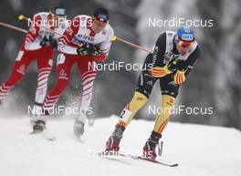 26.01.2013, Klingenthal, Germany (GER): l-r: Wilhelm Denifl (AUT), Salomon, Leki, Bernhard Gruber (AUT), Fischer, Rottefella, Tino Edelmann (GER), Elan, Madshus, Rottefella, adidas - FIS world cup nordic combined, individual gundersen HS140/10km, Klingenthal (GER). www.nordicfocus.com. © Domanski/NordicFocus. Every downloaded picture is fee-liable.