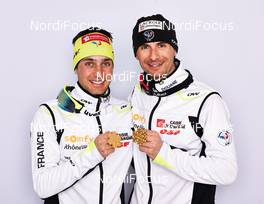 02.03.2013, Val di Fiemme, Italy (ITA): l-r: Jason Lamy Chappuis (FRA), Sebastien Lacroix (FRA) - FIS nordic world ski championships, nordic combined, medals, Val di Fiemme (ITA). www.nordicfocus.com. © Felgenhauer/NordicFocus. Every downloaded picture is fee-liable.