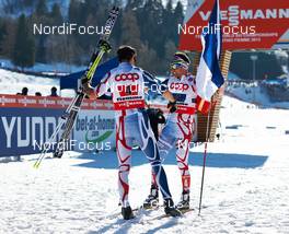 02.03.2013, Val di Fiemme, Italy (ITA): Sebastien Lacroix (FRA), Jason Lamy Chappuis (FRA) - FIS nordic world ski championships, nordic combined, team sprint HS134/2x7.5km, Val di Fiemme (ITA). www.nordicfocus.com. © Felgenhauer/NordicFocus. Every downloaded picture is fee-liable.