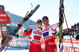 02.03.2013, Val di Fiemme, Italy (ITA): l-r: Bernhard Gruber (AUT), Wilhelm Denifl (AUT) - FIS nordic world ski championships, nordic combined, team sprint HS134/2x7.5km, Val di Fiemme (ITA). www.nordicfocus.com. © Felgenhauer/NordicFocus. Every downloaded picture is fee-liable.