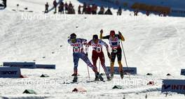 02.03.2013, Val di Fiemme, Italy (ITA): l-r: Jason Lamy Chappuis (FRA), Bernhard Gruber (AUT), Eric Frenzel (GER) - FIS nordic world ski championships, nordic combined, team sprint HS134/2x7.5km, Val di Fiemme (ITA). www.nordicfocus.com. © Felgenhauer/NordicFocus. Every downloaded picture is fee-liable.