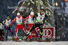 30.11.2013, Kuusamo, Finland (FIN): Hideaki Nagai (JPN), Magnus Krog (NOR), Sindre Ure Soetvik (NOR), Jason Lamy Chappuis (FRA), (l-r) - FIS world cup nordic combined, individual gundersen HS142/10km, Kuusamo (FIN). www.nordicfocus.com. © Felgenhauer/NordicFocus. Every downloaded picture is fee-liable.