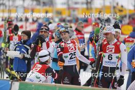 15.12.2013, Ramsau, Austria (AUT): Lukas Klapfer (AUT, Wilhelm Denifl (AUT), Christoph Bieler (AUT) - FIS world cup nordic combined, individual gundersen HS98/10km, Ramsau (AUT). www.nordicfocus.com. © Mandl/NordicFocus. Every downloaded picture is fee-liable.