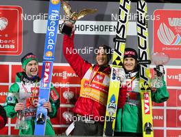 06.01.2013, Bischofshofen, Austria (AUT):  the best athletes of the total tournament (l-r) Anders Jacobsen (NOR), Fluege.de, Gregor Schlierenzauer (AUT), Fischer and Tom Hilde (NOR), Fischer - FIS world cup ski jumping, four hills tournament, individual HS140, Bischofshofen (AUT). www.nordicfocus.com. © Laiho/NordicFocus. Every downloaded picture is fee-liable.
