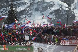 23.03.2013, Planica, Slovenia (SLO): Event Feature: The jumping hill of Planica with fans - FIS world cup ski flying, team HS215, Planica (SLO). www.nordicfocus.com. © Manzoni/NordicFocus. Every downloaded picture is fee-liable.