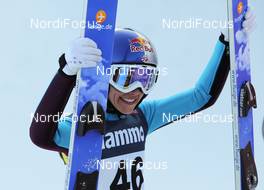 15.03.2013, Trondheim, Norway (NOR): Sarah Hendrickson (USA), Fluege.de - FIS world cup ski jumping ladies, individual HS105, Trondheim (NOR). www.nordicfocus.com. © Laiho/NordicFocus. Every downloaded picture is fee-liable.