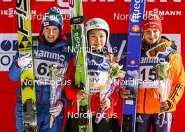 07.12.2013, Lillehammer, Norway (NOR): (l-r) Daniela Iraschko (AUT), Fischer, Sara Takanashi (JPN), Elan and Glanina Ernst (GER) - FIS world cup ski jumping ladies, individual HS106, Lillehammer (NOR). www.nordicfocus.com. © Laiho/NordicFocus. Every downloaded picture is fee-liable.