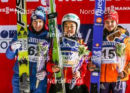 07.12.2013, Lillehammer, Norway (NOR): (l-r) Daniela Iraschko (AUT), Fischer, Sara Takanashi (JPN), Elan and Glanina Ernst (GER) - FIS world cup ski jumping ladies, individual HS106, Lillehammer (NOR). www.nordicfocus.com. © Laiho/NordicFocus. Every downloaded picture is fee-liable.