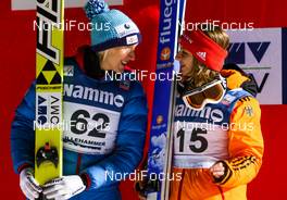 07.12.2013, Lillehammer, Norway (NOR): (l-r) Daniela Iraschko (AUT), Fischer and Glanina Ernst (GER) - FIS world cup ski jumping ladies, individual HS106, Lillehammer (NOR). www.nordicfocus.com. © Laiho/NordicFocus. Every downloaded picture is fee-liable.