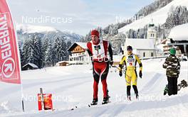 19.01.2013, Lienz, Austria (AUT): two racer near the sprint at Untertiliach - Dolomitensprint, Lienz (AUT). www.nordicfocus.com. © Felgenhauer/NordicFocus. Every downloaded picture is fee-liable.
