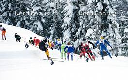 19.01.2013, Lienz, Austria (AUT): the top group in the downhill - Dolomitensprint, Lienz (AUT). www.nordicfocus.com. © Felgenhauer/NordicFocus. Every downloaded picture is fee-liable.