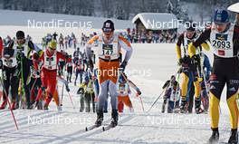 19.01.2013, Lienz, Austria (AUT): start of the classic race with Bruno Debertolis (ITA) in front - Dolomitensprint, Lienz (AUT). www.nordicfocus.com. © Felgenhauer/NordicFocus. Every downloaded picture is fee-liable.