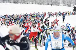 20.01.2013, Lienz, Austria (AUT): a long row of racers at the start - FIS Marathon Cup Dolomitenlauf, Lienz (AUT). www.nordicfocus.com. © Felgenhauer/NordicFocus. Every downloaded picture is fee-liable.
