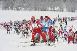 20.01.2013, Lienz, Austria (AUT): l-r: Martin Bajcicak (SVK), Florian Kostner (ITA) - FIS Marathon Cup Dolomitenlauf, Lienz (AUT). www.nordicfocus.com. © Felgenhauer/NordicFocus. Every downloaded picture is fee-liable.