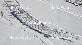 09.-10.02.2013, St. Johann, Austria (AUT): start seen from helicopter view - Int. Tiroler Koasaloppet, St. Johann (AUT). www.nordicfocus.com. © Felgenhauer/NordicFocus. Every downloaded picture is fee-liable.