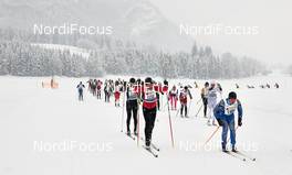 09.-10.02.2013, St. Johann, Austria (AUT): start of a slower group - Int. Tiroler Koasaloppet, St. Johann (AUT). www.nordicfocus.com. © Felgenhauer/NordicFocus. Every downloaded picture is fee-liable.