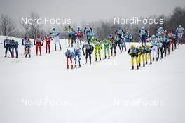 17.02.2013, Tartu, Estonia (EST): elite field on a downhill part - FIS Marathon Cup Tartumarathon, Tartu (EST). www.nordicfocus.com. © Rauschendorfer/NordicFocus. Every downloaded picture is fee-liable.
