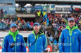 05.01.2014, Oberhof, Germany (GER): Borut Nunar (SLO) IBU assistent race director, Franz Berger (AUT) IBU race director with Tommy Hoeglund (SWE) - IBU world cup biathlon, mass men, Oberhof (GER). www.nordicfocus.com. © Manzoni/NordicFocus. Every downloaded picture is fee-liable.