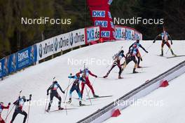 11.01.2014, Ruhpolding, Germany (GER): Jaroslav Soukup (CZE), Benjamin Weger (SUI), Arnd Peiffer (GER), Friedrich Pinter (AUT) - IBU world cup biathlon, individual men, Ruhpolding (GER). www.nordicfocus.com. © Manzoni/NordicFocus. Every downloaded picture is fee-liable.