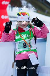 10.01.2014, Ruhpolding, Germany (GER): Biathlon Feature: little fan with bib - IBU world cup biathlon, individual women, Ruhpolding (GER). www.nordicfocus.com. © Manzoni/NordicFocus. Every downloaded picture is fee-liable.