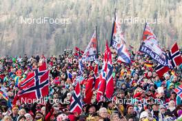 12.01.2014, Ruhpolding, Germany (GER): Biathlon Feature: Norwegian Fans with flags - IBU world cup biathlon, pursuit men, Ruhpolding (GER). www.nordicfocus.com. © Manzoni/NordicFocus. Every downloaded picture is fee-liable.