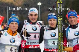 09.01.2014, Ruhpolding, Germany (GER): Eric Lesser (GER), Christoph Stephan (GER), Andreas Birnbacher  (GER), Simon Schempp (GER)  - IBU world cup biathlon, relay men, Ruhpolding (GER). www.nordicfocus.com. © Manzoni/NordicFocus. Every downloaded picture is fee-liable.
