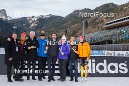 09.01.2014, Ruhpolding, Germany (GER): FritzFischer (GER) coach Team Germany, Sven Fischer (GER), Magdalena Neuner (GER), Franziska Preuss (GER)  - IBU world cup biathlon, training, Ruhpolding (GER). www.nordicfocus.com. © Manzoni/NordicFocus. Every downloaded picture is fee-liable.