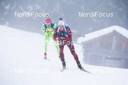 18.01.2014, Antholz, Italy (ITA): Henrik l'Abee-Lund (NOR), Jakov Fak (SLO) - IBU world cup biathlon, pursuit men, Antholz (ITA). www.nordicfocus.com. © Manzoni/NordicFocus. Every downloaded picture is fee-liable.