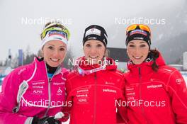 14.01.2014, Antholz, Italy (ITA): Selina Gasparin (SUI), Elisa Gasparin (SUI), Aita Gasparin (SUI) - IBU world cup biathlon, training, Antholz (ITA). www.nordicfocus.com. © Manzoni/NordicFocus. Every downloaded picture is fee-liable.