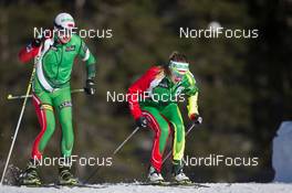 06.03.2014, Pokljuka, Slovenia (SLO): Darya Domracheva (BLR) testing skis - IBU world cup biathlon, sprint women, Pokljuka (SLO). www.nordicfocus.com. © Manzoni/NordicFocus. Every downloaded picture is fee-liable.