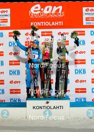 13.03.2014, Kontiolahti, Finland (FIN): (l-r) Olga Zaitseva (RUS), Rossignol, Rottefella,Leki, adidas, Kaisa Maekaeraeinen (FIN), Fischer, Leki, Rottefella, Odlo and Mari Laukkanen (FIN), Fischer, Start, Rottefella - IBU world cup biathlon, sprint women, Kontiolahti (FIN). www.nordicfocus.com. © Laiho/NordicFocus. Every downloaded picture is fee-liable.