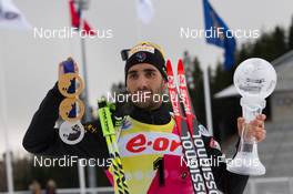 23.03.2014, Oslo, Norway (NOR): Martin Fourcade (FRA) - IBU world cup biathlon Holmenkollen, cups, Oslo (NOR). www.nordicfocus.com. © Manzoni/NordicFocus. Every downloaded picture is fee-liable.