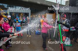 20.03.2014, Oslo, Norway (NOR): Benjamin Weger (SUI), Irene Cadurisch (SUI), Elisa Gasparin (SUI), Selina Gasparin (SUI), Simon Hallenbarter (SUI) - IBU world cup biathlon Holmenkollen, sprint men, Oslo (NOR). www.nordicfocus.com. © Manzoni/NordicFocus. Every downloaded picture is fee-liable.