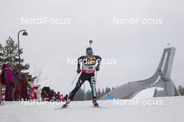 20.03.2014, Oslo, Norway (NOR): Lukas Hofer (ITA) - IBU world cup biathlon Holmenkollen, sprint men, Oslo (NOR). www.nordicfocus.com. © Manzoni/NordicFocus. Every downloaded picture is fee-liable.