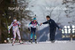 14.02.2014, Sochi, Russia (RUS): Marie Dorin (FRA), Valj Semerenko (UKR) - XXII. Olympic Winter Games Sochi 2014, biathlon, individual women, Sochi (RUS). www.nordicfocus.com. © NordicFocus. Every downloaded picture is fee-liable.