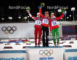 14.02.2014, Sochi, Russia (RUS): Selina Gasparin (SUI), Darya Domracheva (BLR), Nadezhda Skardino (BLR), (l-r) - XXII. Olympic Winter Games Sochi 2014, biathlon, individual women, Sochi (RUS). www.nordicfocus.com. © NordicFocus. Every downloaded picture is fee-liable.