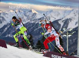 14.02.2014, Sochi, Russia (RUS): Jana Gerekova (SVK), Weronika Nowakowska-Ziemniak (POL), (l-r) - XXII. Olympic Winter Games Sochi 2014, biathlon, individual women, Sochi (RUS). www.nordicfocus.com. © NordicFocus. Every downloaded picture is fee-liable.