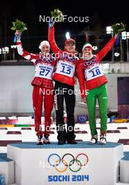 14.02.2014, Sochi, Russia (RUS): Selina Gasparin (SUI), Darya Domracheva (BLR), Nadezhda Skardino (BLR), (l-r) - XXII. Olympic Winter Games Sochi 2014, biathlon, individual women, Sochi (RUS). www.nordicfocus.com. © NordicFocus. Every downloaded picture is fee-liable.