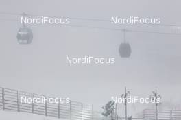 18.02.2014, Sochi, Russia (RUS): Event Feature: heavy fog just before the race - XXII. Olympic Winter Games Sochi 2014, biathlon, mass men, Sochi (RUS). www.nordicfocus.com. © NordicFocus. Every downloaded picture is fee-liable.