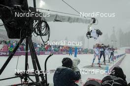 18.02.2014, Sochi, Russia (RUS): Ondrej Moravec (CZE), Emil Hegle Svendsen (NOR), Martin Fourcade (FRA) - XXII. Olympic Winter Games Sochi 2014, biathlon, mass men, Sochi (RUS). www.nordicfocus.com. © NordicFocus. Every downloaded picture is fee-liable.
