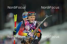 17.02.2014, Sochi, Russia (RUS): Evi Sachenbacher (GER) - XXII. Olympic Winter Games Sochi 2014, biathlon, mass women, Sochi (RUS). www.nordicfocus.com. © NordicFocus. Every downloaded picture is fee-liable.