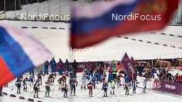 17.02.2014, Sochi, Russia (RUS): women's start - XXII. Olympic Winter Games Sochi 2014, biathlon, mass women, Sochi (RUS). www.nordicfocus.com. © NordicFocus. Every downloaded picture is fee-liable.