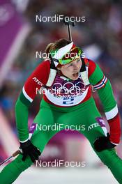 17.02.2014, Sochi, Russia (RUS): Darya Domracheva (BLR) - XXII. Olympic Winter Games Sochi 2014, biathlon, mass women, Sochi (RUS). www.nordicfocus.com. © NordicFocus. Every downloaded picture is fee-liable.