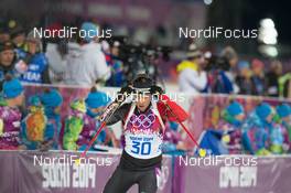 17.02.2014, Sochi, Russia (RUS): Megan Imrie (CAN) - XXII. Olympic Winter Games Sochi 2014, biathlon, mass women, Sochi (RUS). www.nordicfocus.com. © NordicFocus. Every downloaded picture is fee-liable.