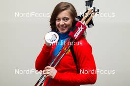 21.02.2014, Sochi, Russia (RUS): Olga Vilukhina (RUS) - XXII. Olympic Winter Games Sochi 2014, biathlon, medals, Sochi (RUS). www.nordicfocus.com. © NordicFocus. Every downloaded picture is fee-liable.