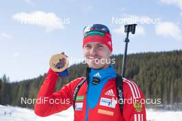 03.03.2014, Sochi, Russia (RUS): Evgeny Ustyugov (RUS) - XXII. Olympic Winter Games Sochi 2014, biathlon, medals, Sochi (RUS). www.nordicfocus.com. © NordicFocus. Every downloaded picture is fee-liable.