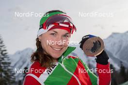 21.02.2014, Sochi, Russia (RUS): Nadezhda Skardino (BLR) - XXII. Olympic Winter Games Sochi 2014, biathlon, medals, Sochi (RUS). www.nordicfocus.com. © NordicFocus. Every downloaded picture is fee-liable.