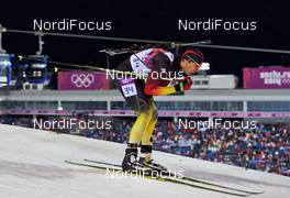 10.02.2014, Sochi, Russia (RUS): Arnd Peiffer (GER) - XXII. Olympic Winter Games Sochi 2014, biathlon, pursuit men, Sochi (RUS). www.nordicfocus.com. © NordicFocus. Every downloaded picture is fee-liable.