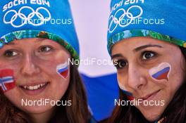 10.02.2014, Sochi, Russia (RUS): russian fans along the track - XXII. Olympic Winter Games Sochi 2014, biathlon, pursuit men, Sochi (RUS). www.nordicfocus.com. © NordicFocus. Every downloaded picture is fee-liable.